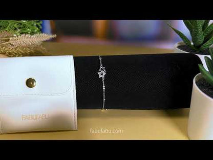 925 Sterling Silver Layered Zirconium Diamonds Star Bracelet