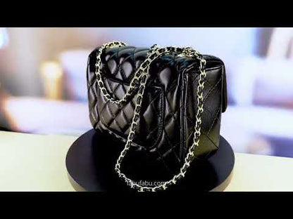 Cowhide leather gold ball chain handbag