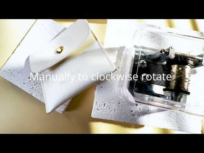 Transparent Hand Crank Music Box with Sankyo Musical Mechanism Tune: An der schönen blauen Donau Blue Danube