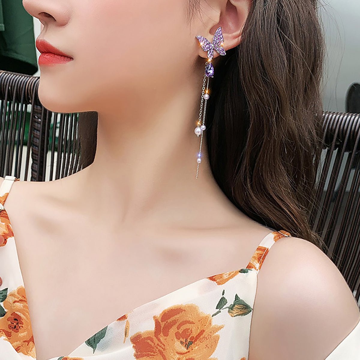 Purple Butterfly Earrings - fabufabu design store