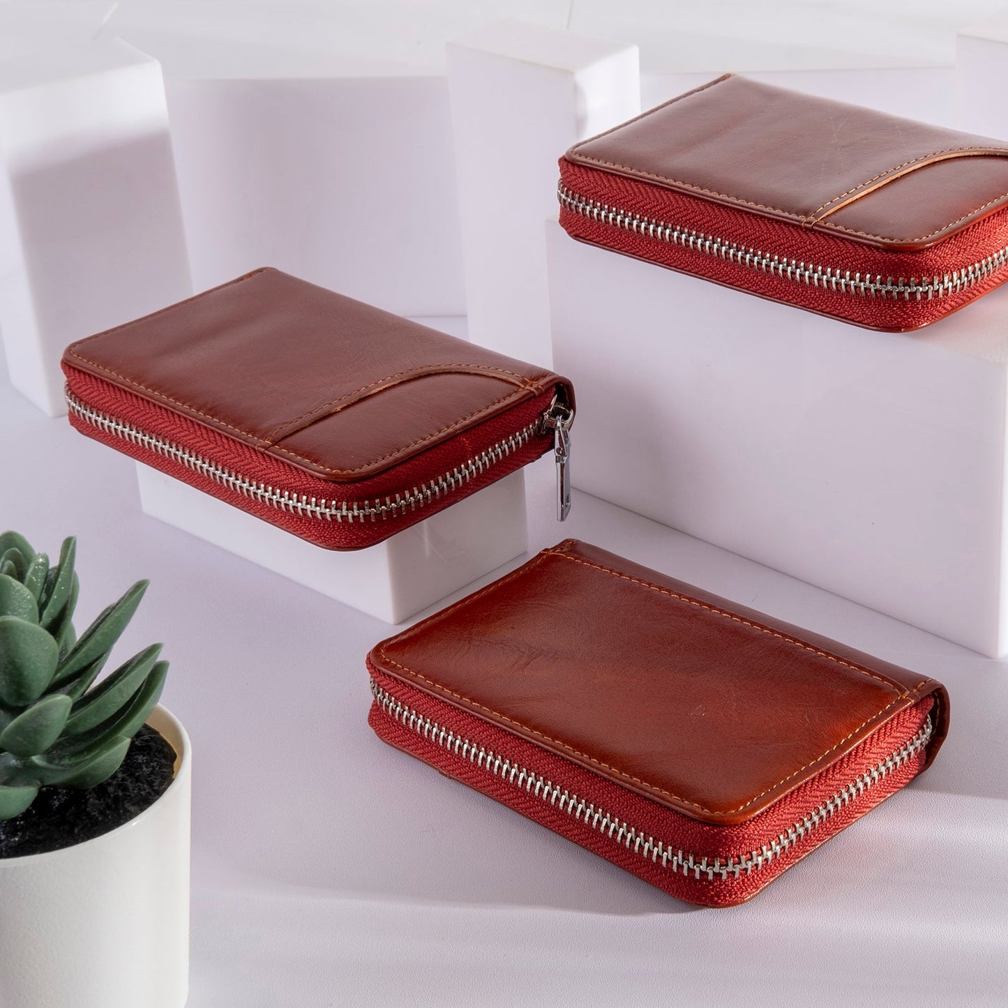 RFID Zip cowhide Card Holder Wallet - fabufabu design store