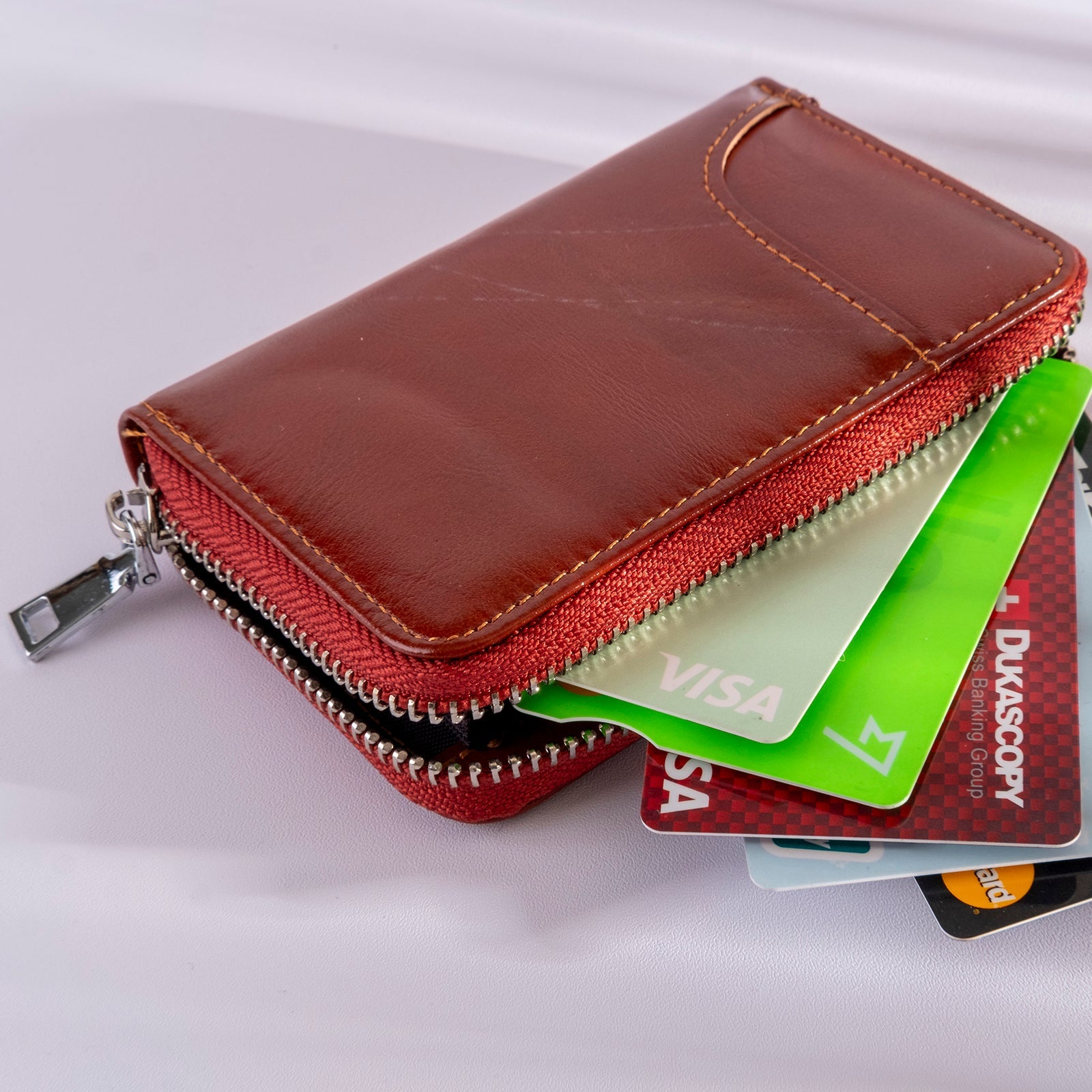RFID Zip cowhide Card Holder Wallet - fabufabu design store