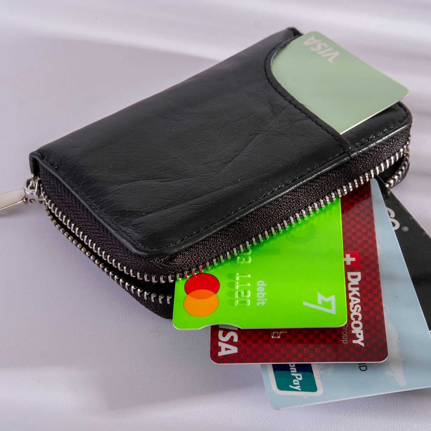 RFID Zip cowhide Card Holder Wallet - fabufabu design store