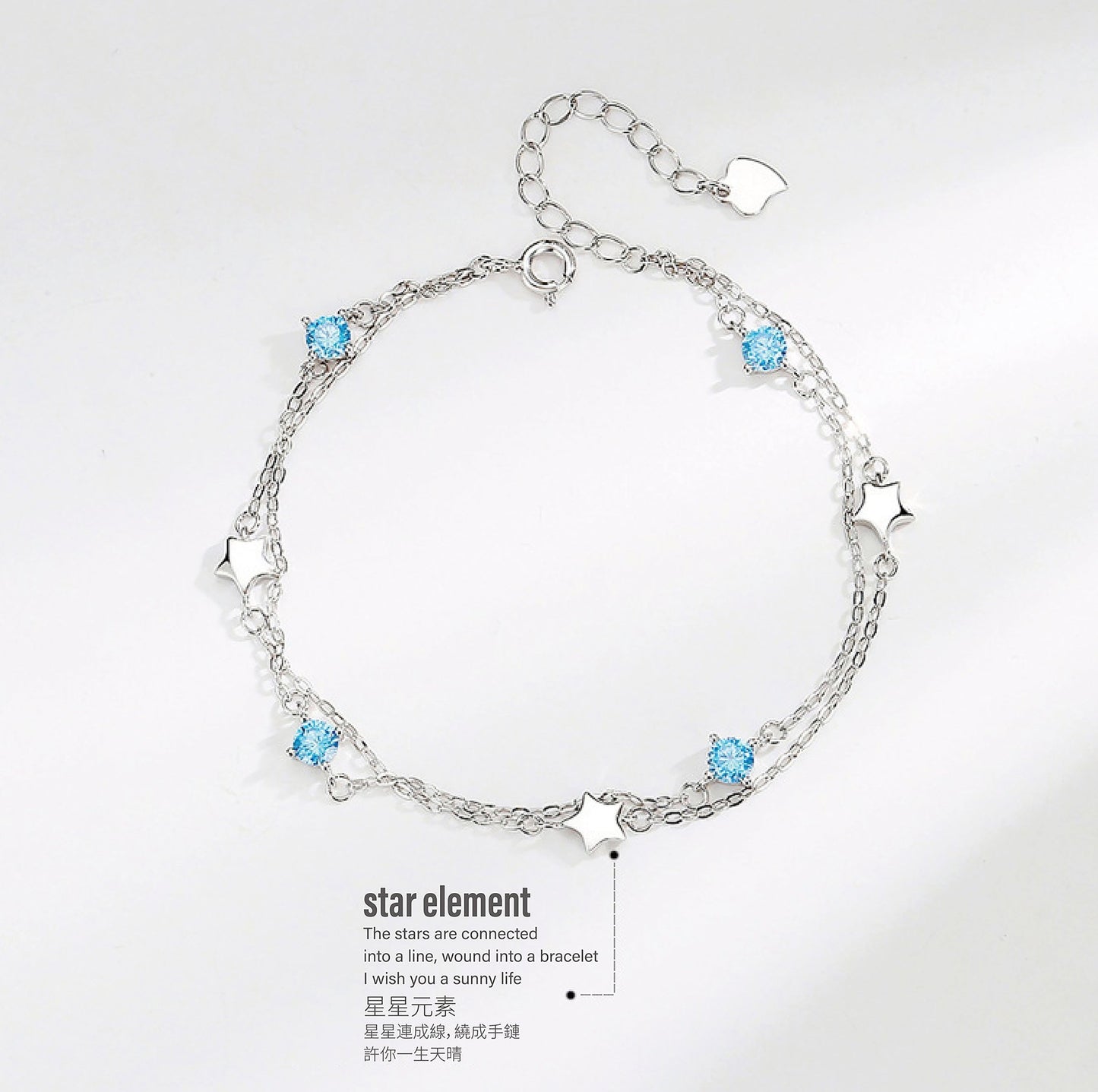 S925 Sterling Silver Stars Bracelet - fabufabu design store