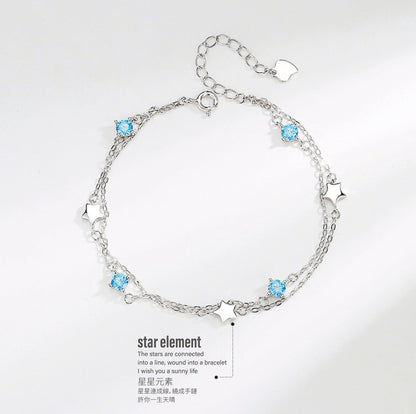 S925 Sterling Silver Stars Bracelet - fabufabu design store