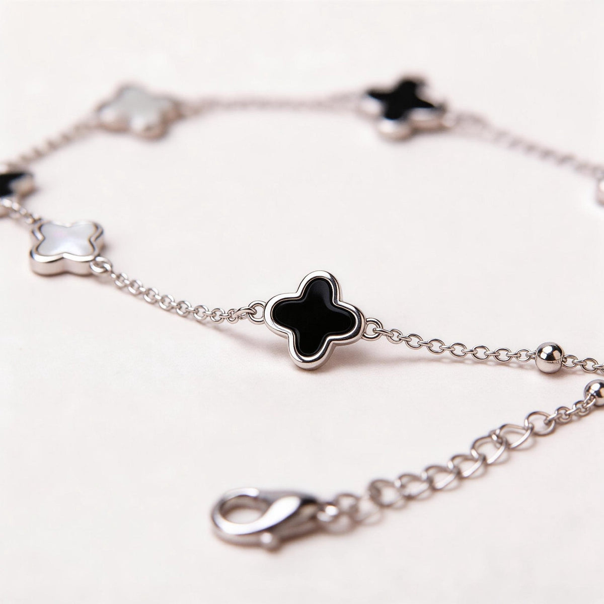 Sterling Silver 4-leaf clover Charm Bracelet - fabufabu design store