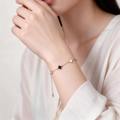 Sterling Silver 4-leaf clover Charm Bracelet - fabufabu design store