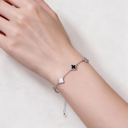 Sterling Silver 4-leaf clover Charm Bracelet - fabufabu design store