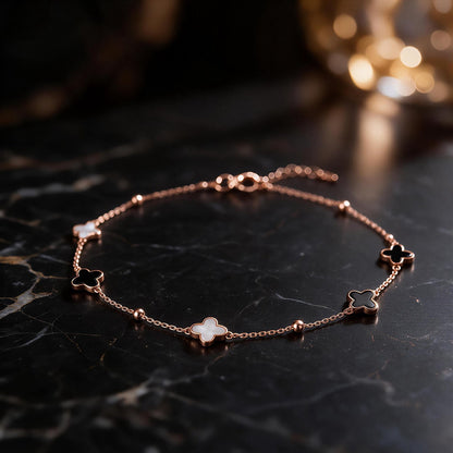 Sterling Silver 4-leaf clover Charm Bracelet - fabufabu design store