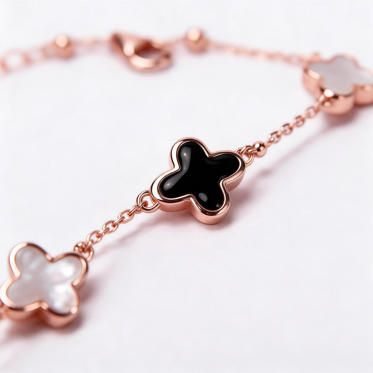 Sterling Silver 4-leaf clover Charm Bracelet - fabufabu design store