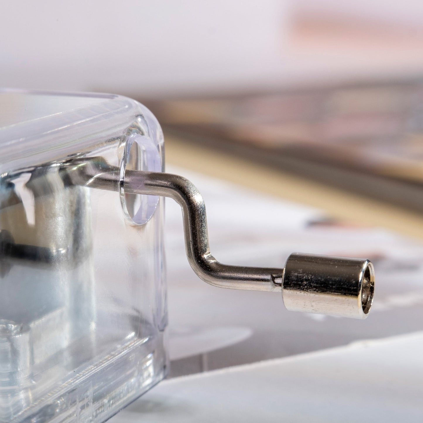 Transparent Hand Crank Music Box with Sankyo Musical Mechanism Tune: An der schönen blauen Donau Blue Danube - fabufabu design store