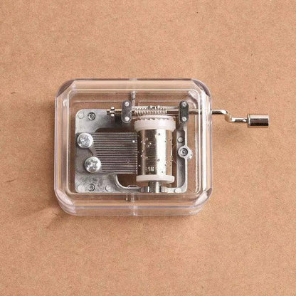 Transparent Hand Crank Music Box with Sankyo Musical Mechanism Tune: An der schönen blauen Donau Blue Danube - fabufabu design store