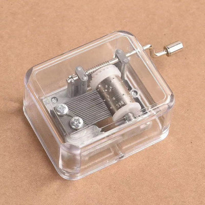 Transparent Hand Crank Music Box with Sankyo Musical Mechanism Tune: An der schönen blauen Donau Blue Danube - fabufabu design store